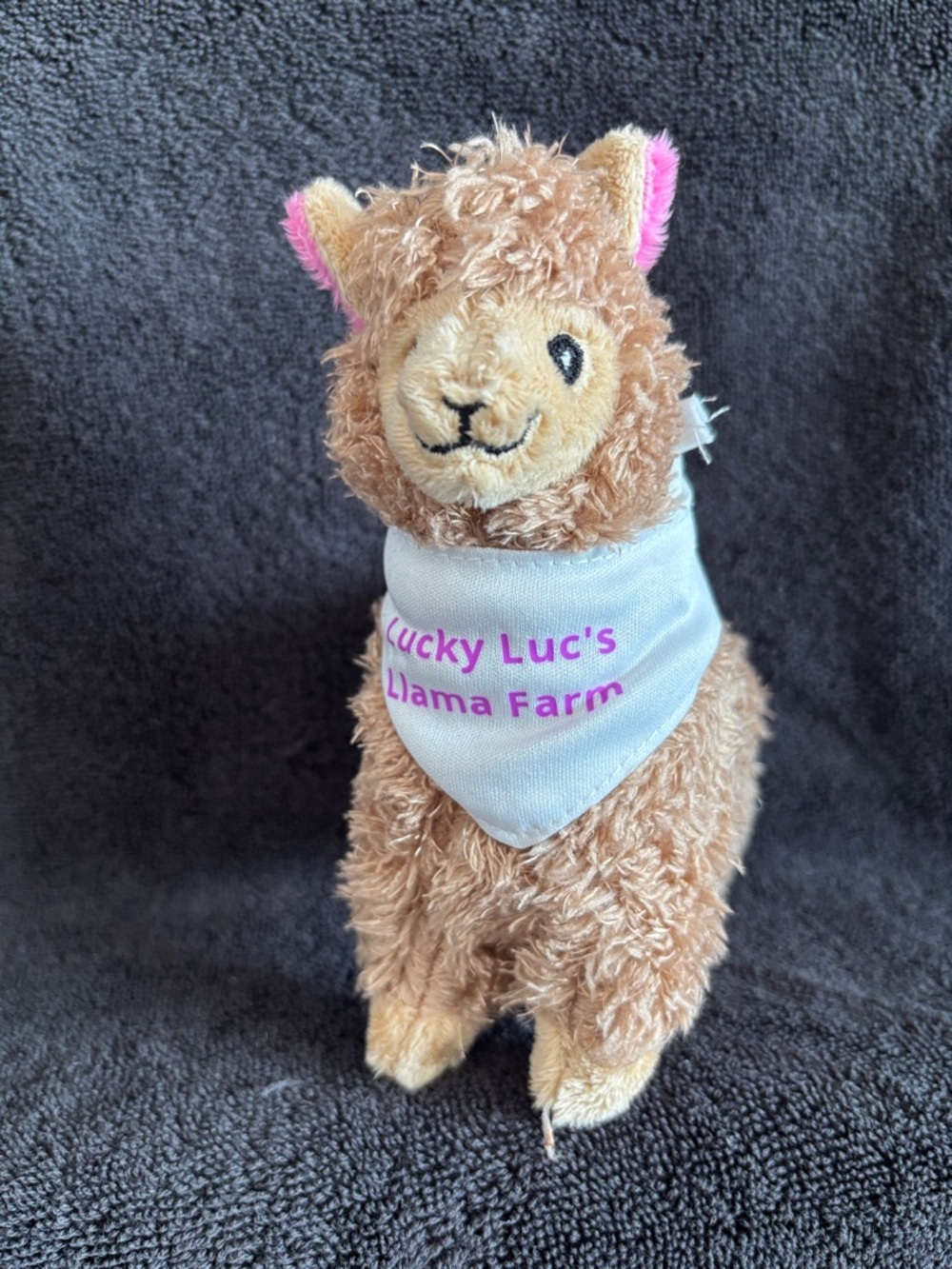 Lucky Brand Brown Plush Llama with Pink Ear Accents